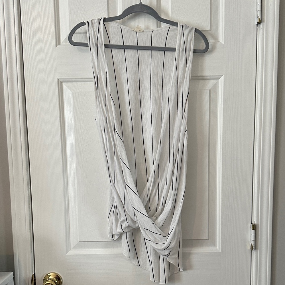 Silence + Noise White and Black Striped Tank Top